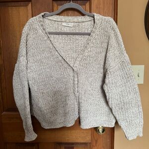 Indigo Luna organic cotton cropped cream knit cardigan, one size